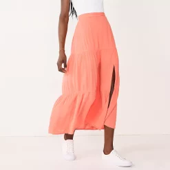 Women's Nine West Crosshatch Tiered Maxi Skirt -Nine West shop 5330209 Cruz Coral