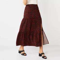 Women's Nine West Crosshatch Tiered Maxi Skirt -Nine West shop 5330209 Fuzzy Leopard