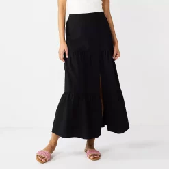 Women's Nine West Crosshatch Tiered Maxi Skirt -Nine West shop 5330209 Mineral Black