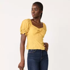 Women's Nine West Twist Front Puff Sleeve Top -Nine West shop 5493540 Sierra Yellow