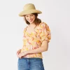 Women's Nine West Twist Front Puff Sleeve Top -Nine West shop 5493540 Yellow Palm Floral