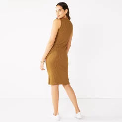 Women's Nine West Rib Crewneck Sleeveless Midi Dress -Nine West shop 5520209 ALT