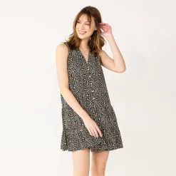 Women's Nine West Button-Front Tiered Drop-Waist Dress -Nine West shop 5531674 Cheetah Ditsy
