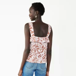 Women's Nine West Squareneck Ruffle Tank -Nine West shop 5532424 ALT