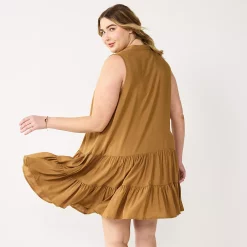 Plus Size Nine West Sleeveless Button-Front Tiered Drop Waist Dress 13 Plus Size Nine West Sleeveless Button-Front Tiered Drop Waist Dress -Nine West shop 5541789 ALT