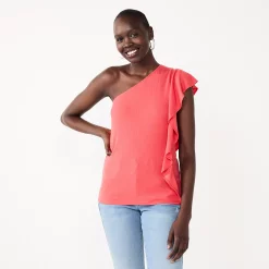 Women's Nine West One-Shoulder Flutter Sleeve Top -Nine West shop 5562167 Sicily Tomato