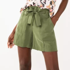 Women's Nine West High-Waisted Paperbag Utility Shorts -Nine West shop 5562607 Infantry Olive