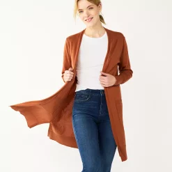Petite Nine West High Slit Duster Cardigan -Nine West shop 5568865 Mocha Frosting