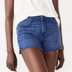 Women's Nine West High Rise Raw Hem Relaxed Denim Shorts