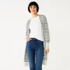 Women's Nine West High Slit Duster Cardigan -Nine West shop 5569252 Black White Stripe