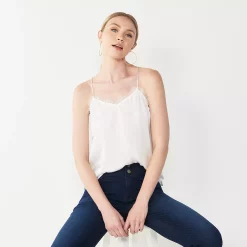 Petite Nine West Lace V-Neck Camisole