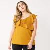 Plus Size Nine West Sleeveless Ruffle Detail Top -Nine West shop 5570041 Light Bronze