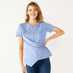 Women's Nine West Asymmetric Short Sleeve Crewneck Top -Nine West shop 5570845 Kelly Lavender