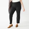 Plus Size Nine West Side Zip High-Waisted Skinny Ankle Pants -Nine West shop 5574029 Mineral Black
