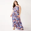 Plus Size Nine West Asymmetrical Tiered Maxi Dress -Nine West shop 5576100 Block Shapes Blue