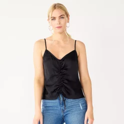 Women's Nine West Ruched Drawstring Front Tank -Nine West shop 5576995 Black