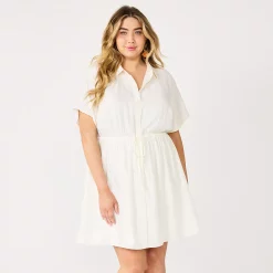 Plus Size Nine West Dolman-Sleeve Shirt Dress 9 Plus Size Nine West Dolman-Sleeve Shirt Dress -Nine West shop 5577113 Daisy Dew