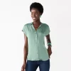 Women's Nine West Short Sleeve Easy Lapel Shirt 1 Women's Nine West Short Sleeve Easy Lapel Shirt -Nine West shop 5577441 Signature Green