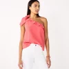 Women's Nine West One-Shoulder Ruffle Neck Top 2 Women's Nine West One-Shoulder Ruffle Neck Top -Nine West shop 5580827 Sicily Tomato
