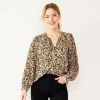 Women's Nine West Button Front Balloon Sleeve Tunic -Nine West shop 5581079 Olive Floral