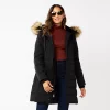 Women's Nine West Faux-Fur Hood Puffer Jacket -Nine West shop 5582728 Black