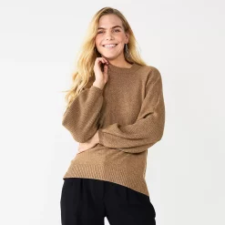 Women's Nine West Texture Sleeve Sweater -Nine West shop 5586482 Cognac