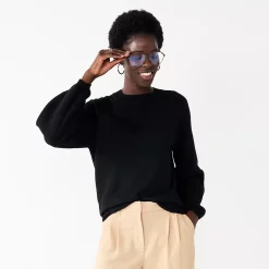 Women's Nine West Texture Sleeve Sweater -Nine West shop 5586482 Mineral Black