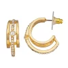 Nine West Gold Tone Pave Post Hoop Earrings -Nine West shop 5646292