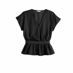 Women's Nine West Short Sleeve Peplum Wrap Top -Nine West shop 5670316 ALT5