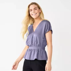 Women's Nine West Short Sleeve Peplum Wrap Top -Nine West shop 5670316 Fairy Lavender