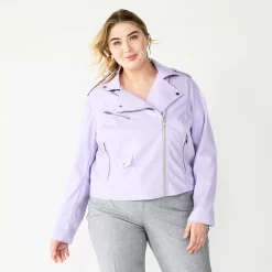 Plus Size Nine West Faux-Leather Moto Jacket 8 Plus Size Nine West Faux-Leather Moto Jacket -Nine West shop 5683850 Monica Purple