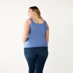 Plus Size Nine West Sculpt Squareneck Tank -Nine West shop 5684852 ALT
