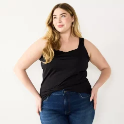 Plus Size Nine West Sculpt Squareneck Tank