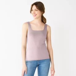 Women's Nine West Sculpt Squareneck Tank -Nine West shop 5685034 Lilac Bellflower