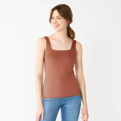 Women's Nine West Sculpt Squareneck Tank -Nine West shop 5685034 Mocha Frosting