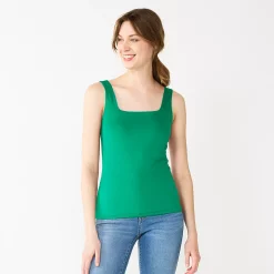 Women's Nine West Sculpt Squareneck Tank -Nine West shop 5685034 Tangy Green