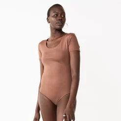 Women's Nine West Sculpt Short Sleeve Scoopneck Bodysuit -Nine West shop 5685482 ALT