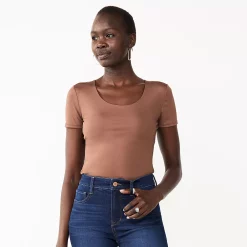 Women's Nine West Sculpt Short Sleeve Scoopneck Bodysuit -Nine West shop 5685482 Amythest Raisin