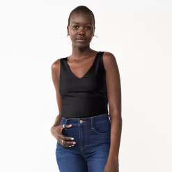 Women's Nine West Sculpt V-Neck Bodysuit -Nine West shop 5686001 Mineral Black