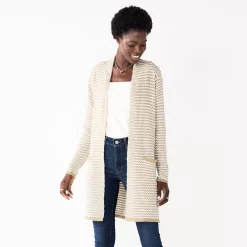 Women's Nine West Jacquard Long Cardigan -Nine West shop 5692188 Tan Stripe