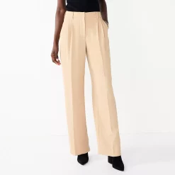 Women's Nine West High-Waisted Wide-Leg Trouser Pants -Nine West shop 5692304 Khaki