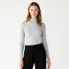 Petite Nine West Long Sleeve Fitted Turtleneck Top -Nine West shop 5693745 Gray Fox Heather