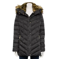 Women's Nine West Faux-Fur Hood Puffer Jacket