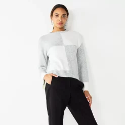 Women's Nine West Patterned Crewneck Sweater -Nine West shop 5731865 Gray Heather Combo