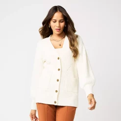 Women's Nine West Drop Shoulder Blouson Sleeve Cardigan -Nine West shop 5765002 Ivory