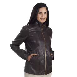 Women's Nine West Classic Faux-Leather Biker Jacket