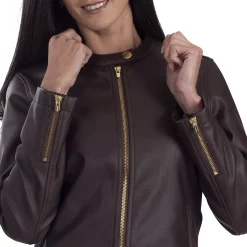 Women's Nine West Café Faux-Leather Racer Jacket -Nine West shop 5766202 ALT2