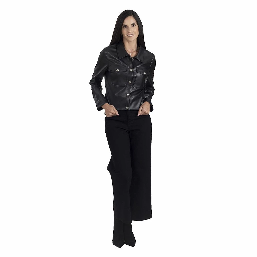 Women's Nine West Faux-Leather Trucker Shacket 6 Women's Nine West Faux-Leather Trucker Shacket - Image 4