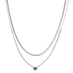 Nine West Two Layer Oval Gem Simulated Crystal Necklace