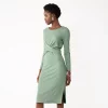 Petite Nine West Twist-Front Long Sleeve Midi Dress -Nine West shop 5806167 Malou Green